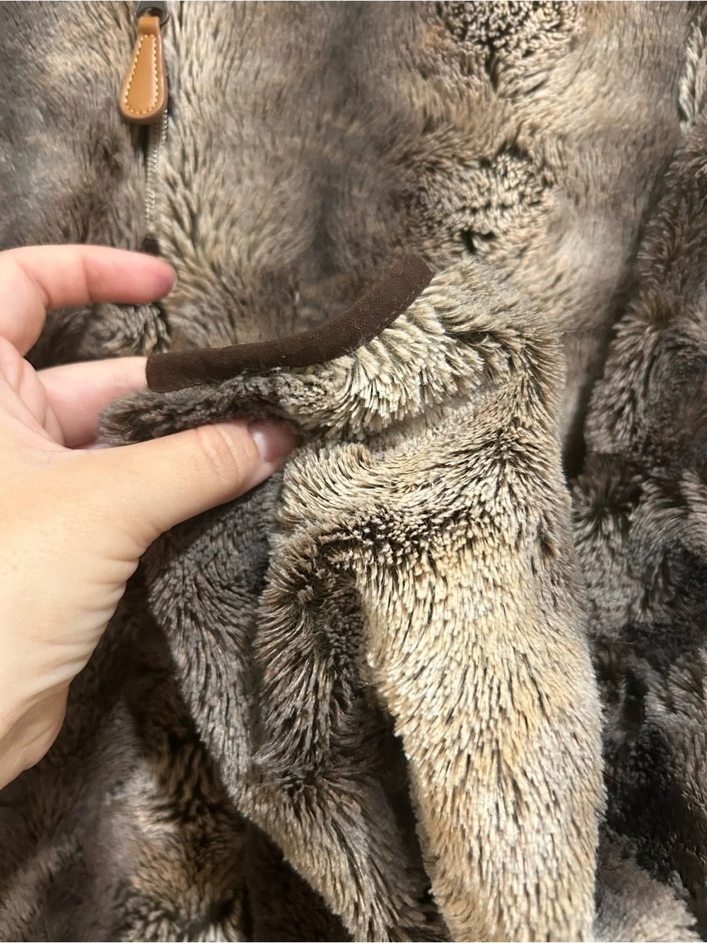 Simply Southern Brown Plush Faux Fur Quarter Zip Pullover Small